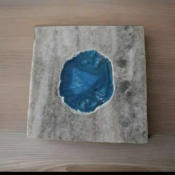 Marble Coasters with Blue Center - set of 4 - Picture 2 of 6